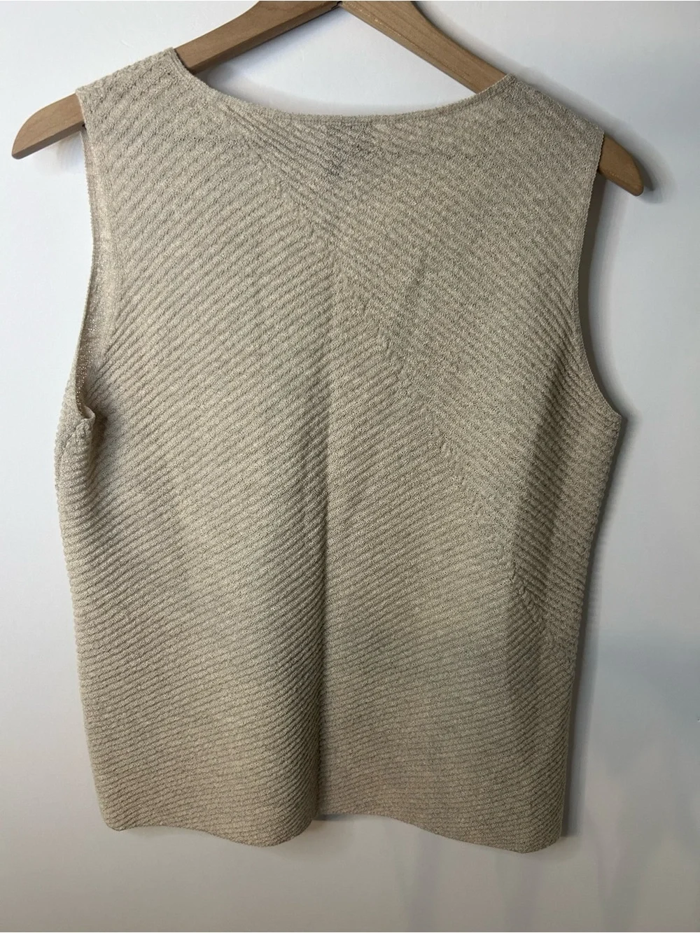 Eileen Fisher Women’s Tan Wool Sweater Twinset w/ Open Cardigan and Tank, Large - Picture 4 of 14